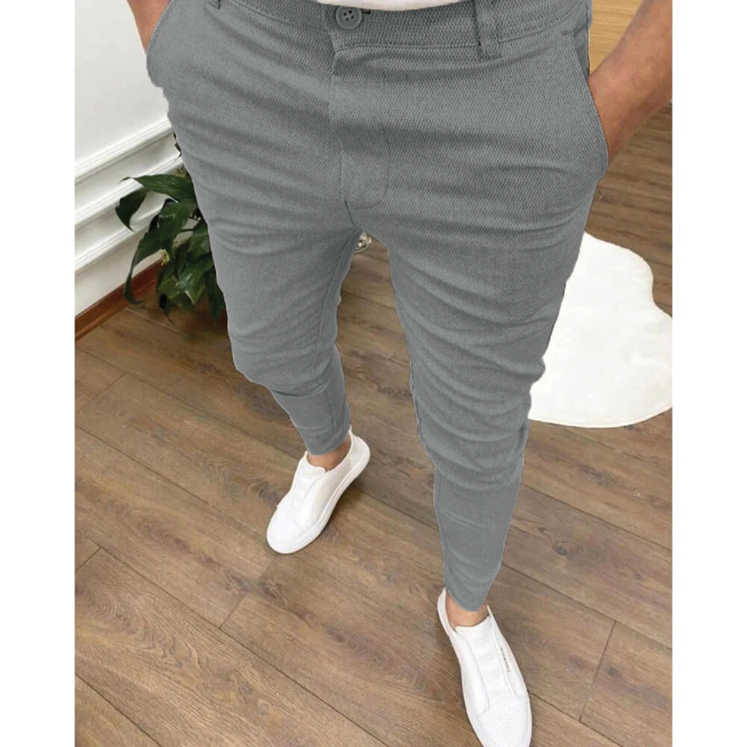 Pantalon Homme Slim Fit Roman À Cheville Courte Moderne Coupe Tapered Smart Casual Toute Saison
