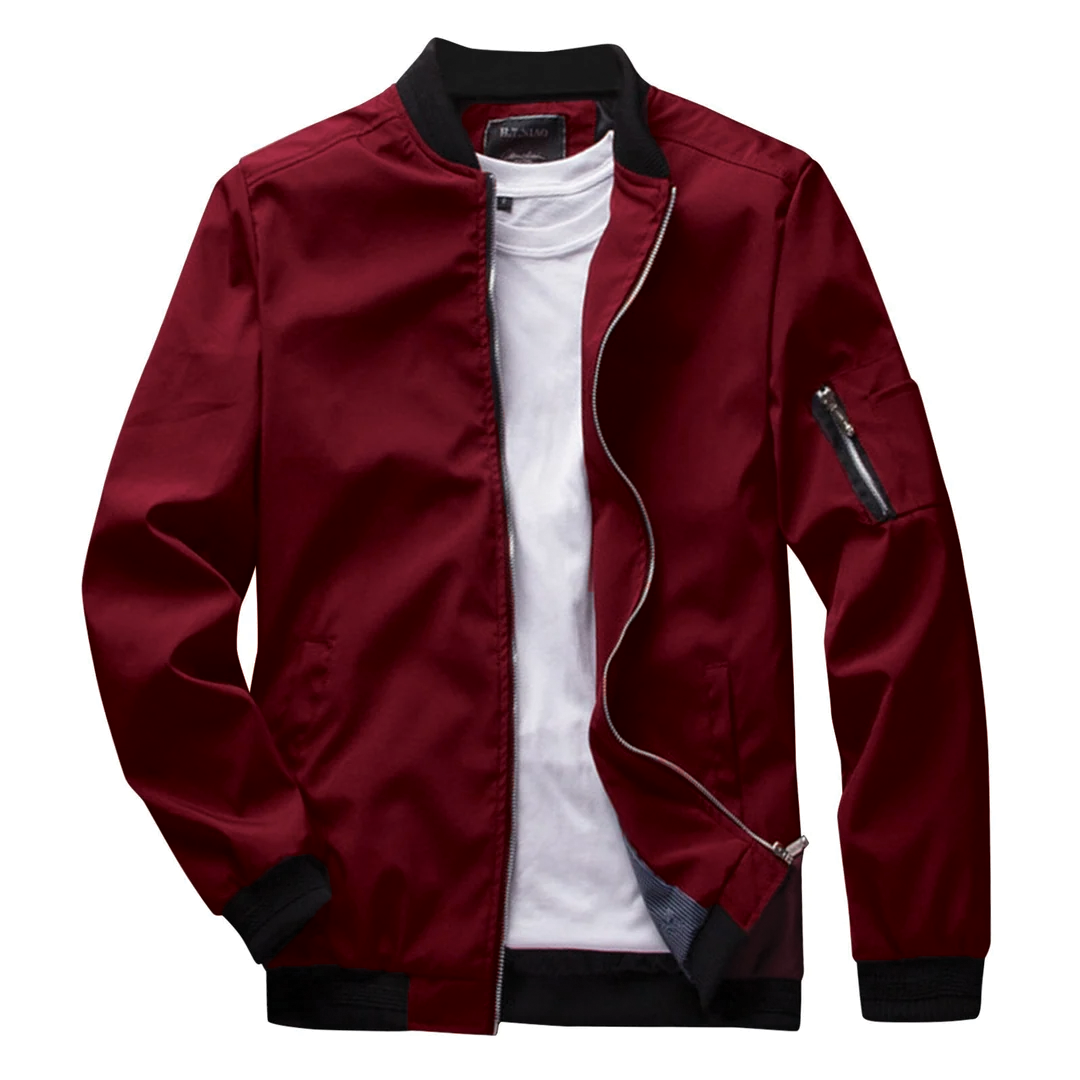 Veste Bomber Robert Amawinc Vert Olive Léger Mélange Polyester Coton Pour Homme Confortable