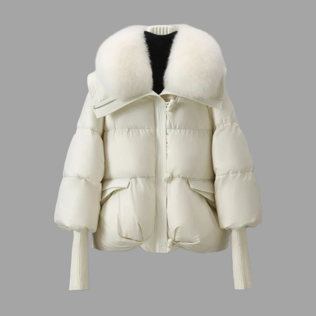 Daisy Doudoune Matelassée Noire Avec Col Fourrure Oversize Isolation Premium Et Taille Cintrée Pour Superposition
