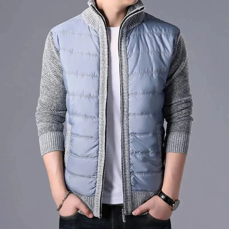 Cardigan Patchwork Matelassé Puffer Jim Coupe Slim Avec Manches Tricotées Pour Confort Et Style