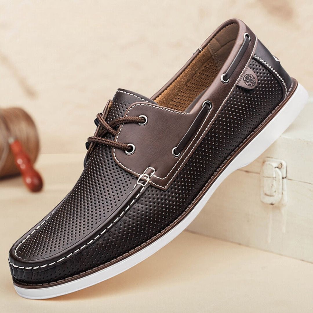 Mocassins Kai Nautical Luxe Respirants En Cuir Perforé Semelle Légère En Caoutchouc Confort Supérieur