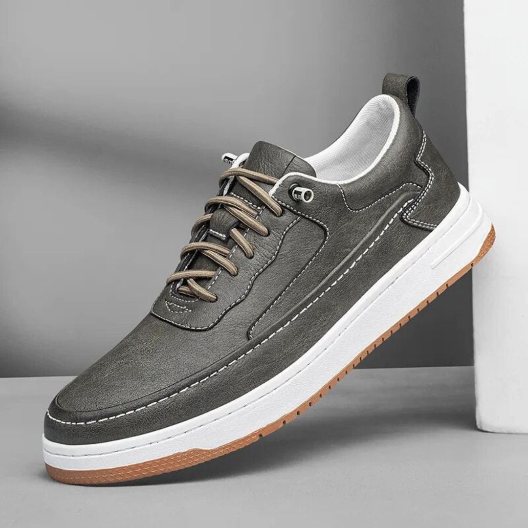 Amawinc Keiran Baskets En Cuir De Vache Pour Homme Légères À Tige Basse Avec Talon Renforcé