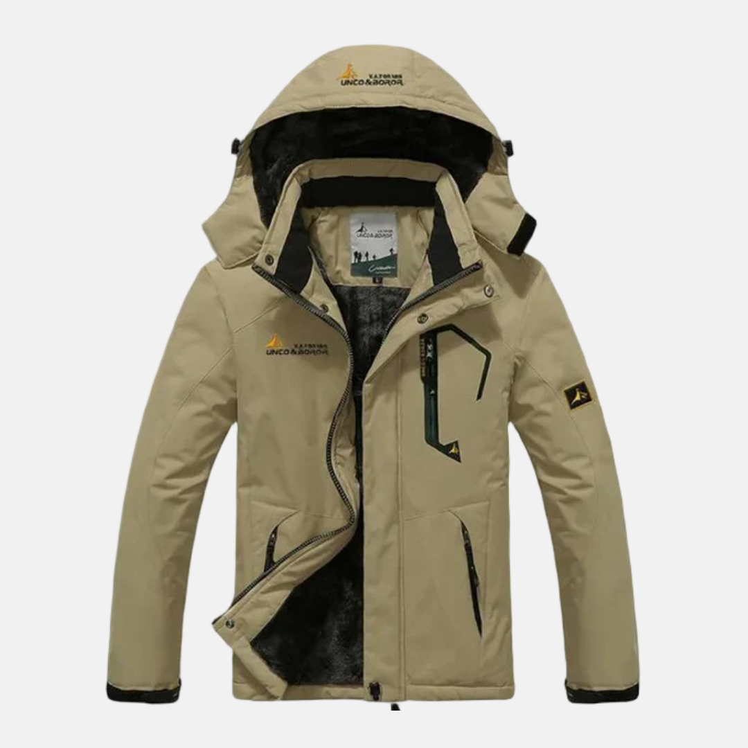 Veste Homme Capuche En Tissu Tissé Avec Col Debout Et Doublure Polaire Confort Décontracté Longueur Hip