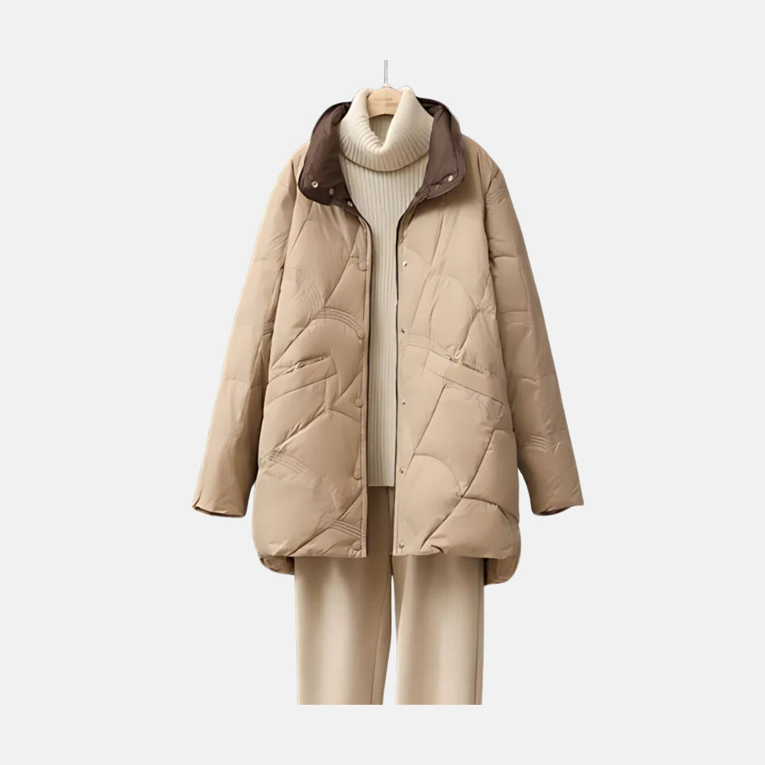 Veste Femme Mi Longue Matelassée Avec Col Debout Élégante Et Polyvalente Pour Une Silhouette Raffinée