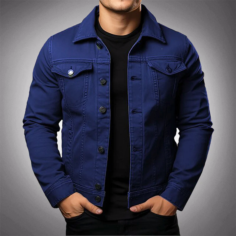 Amawinc Veste En Jean Homme Coupe Structurée Fermeture À Bouton Col Classique Design Respirant