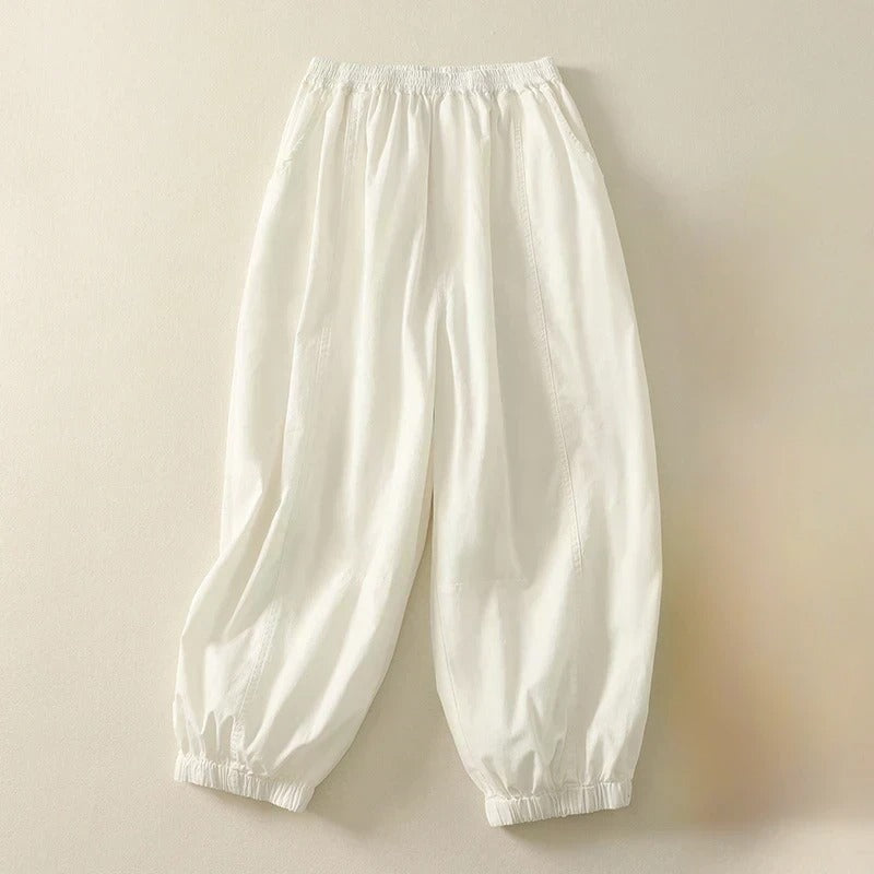 Pantalon Lena À Coupe Fuselée Et Poignets Élastiqués, Taille Confortable, Léger Et Respirant