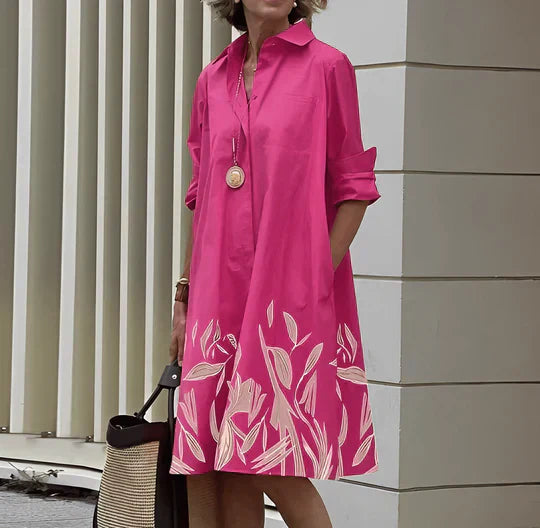 Kleid Lisbeth: Hemdblusenkleid mit Dreiviertelärmeln und Umlegekragen