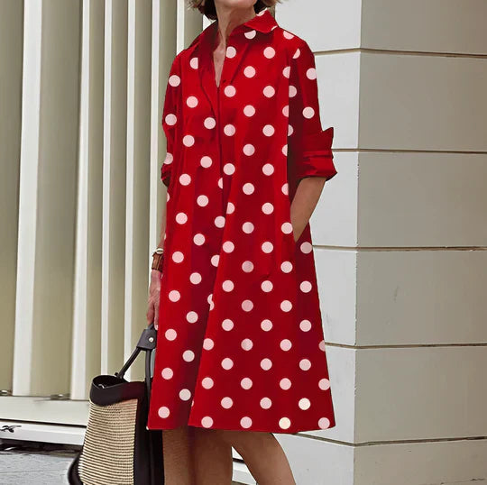 Kleid Lisbeth: Hemdblusenkleid mit Dreiviertelärmeln und Umlegekragen