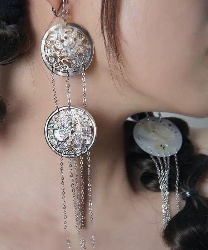 Boucles d'oreilles pendantes simples en soie et argent sterling - Amawinc