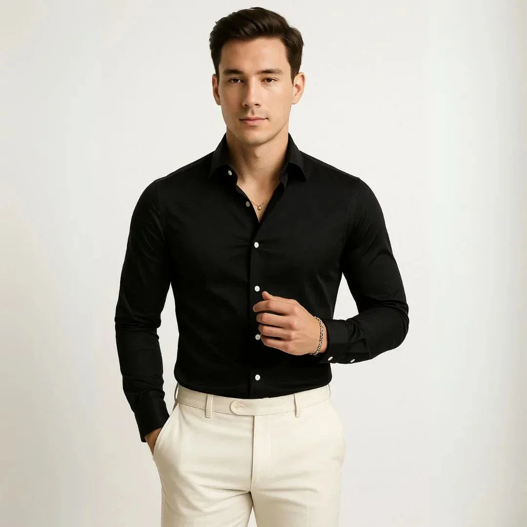 Chemise Habillée Homme Waylynn Lorenzo À Manches Longues Coupe Slim Boutonnée Moderne Formelle