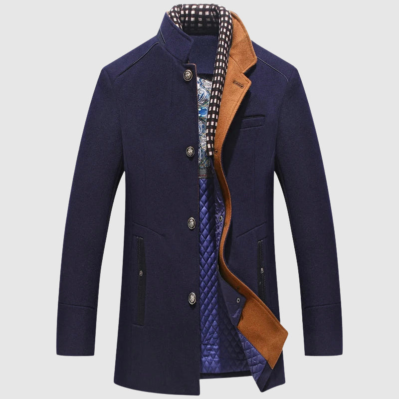 Manteau Elite En Laine Mélangée Lorenzo Vitali Avec Col Roulé Et Fermeture Simple