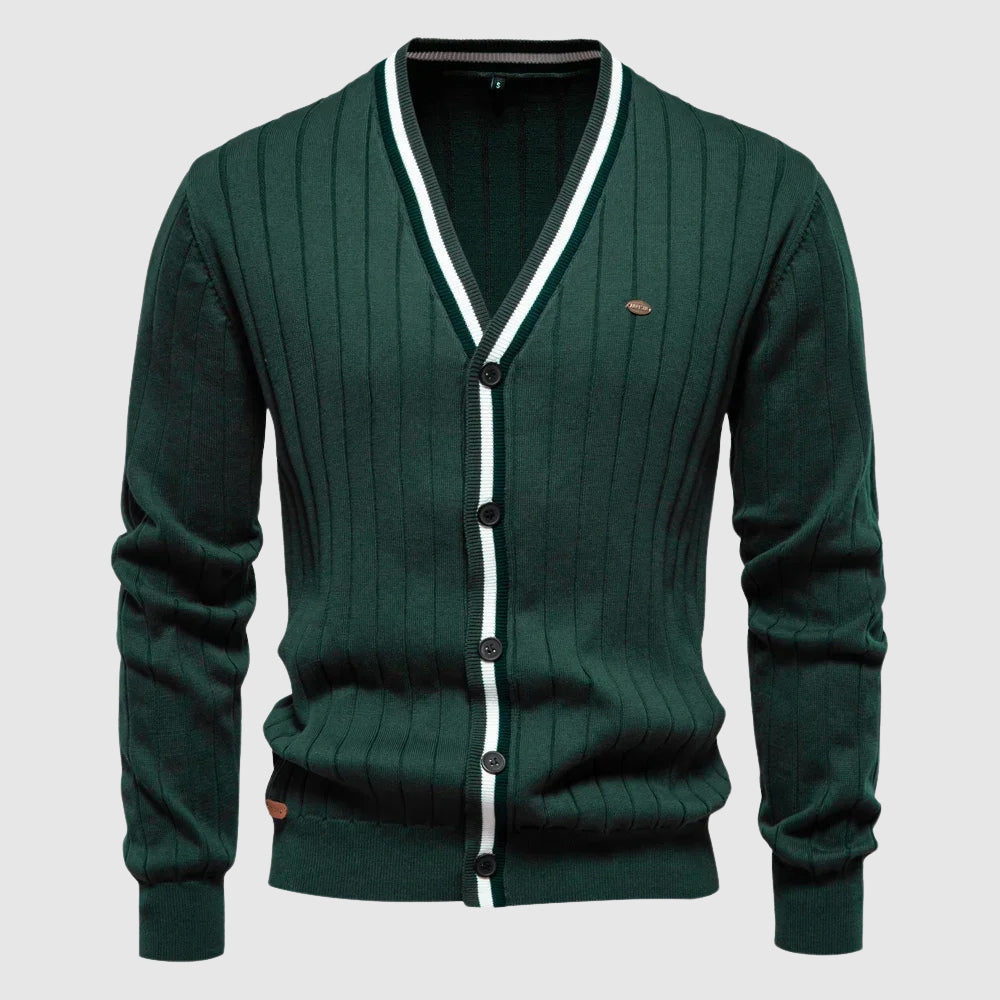 Cardigan En Coton Luxueux Lorenzo Vitali Everyday Avec Elastane Col V Bouton Unique Pour Tenues Décontractées