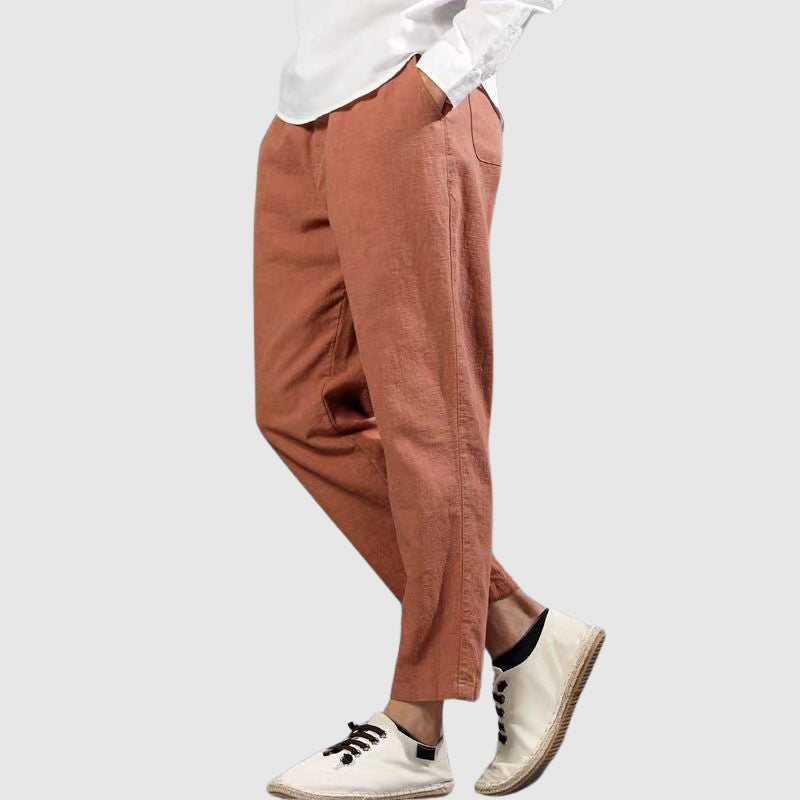 Pantalon En Lin Harbor De Lorenzo Vitali Avec Taille Elastique Et Cordon De Serrage