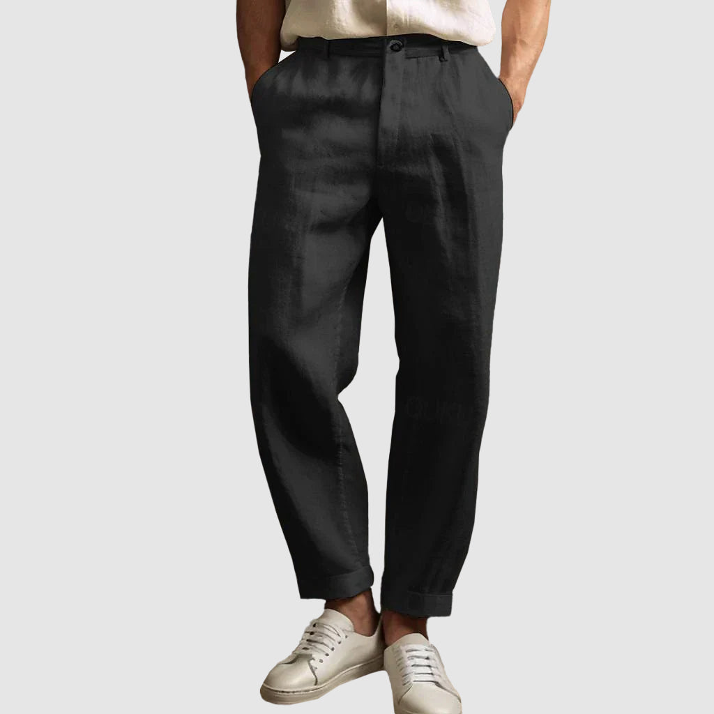 Lorenzo Vitali Pantalon Lin Coupe Droite Pour Homme Respirant Léger Design Moderne