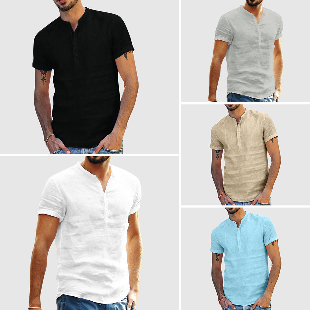 Chemise Lin Col V Lorenzo Vitali Homme Confortable Et Moderne Pour Été Respirant