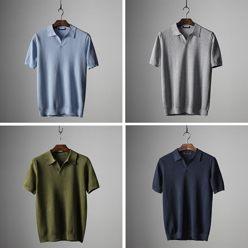Polo En Maille Aérée Lorenzo Vitali En Coton Et Soie Luxe Pour Homme Premium Confort Et Style