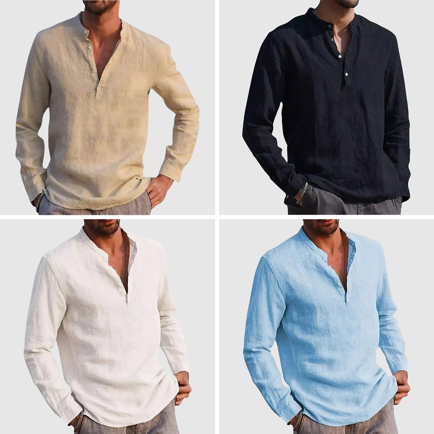 Chemise Lorenzo Vitali Nomad En Lin Col Montant Et Col En V Confortable Pour Printemps Été