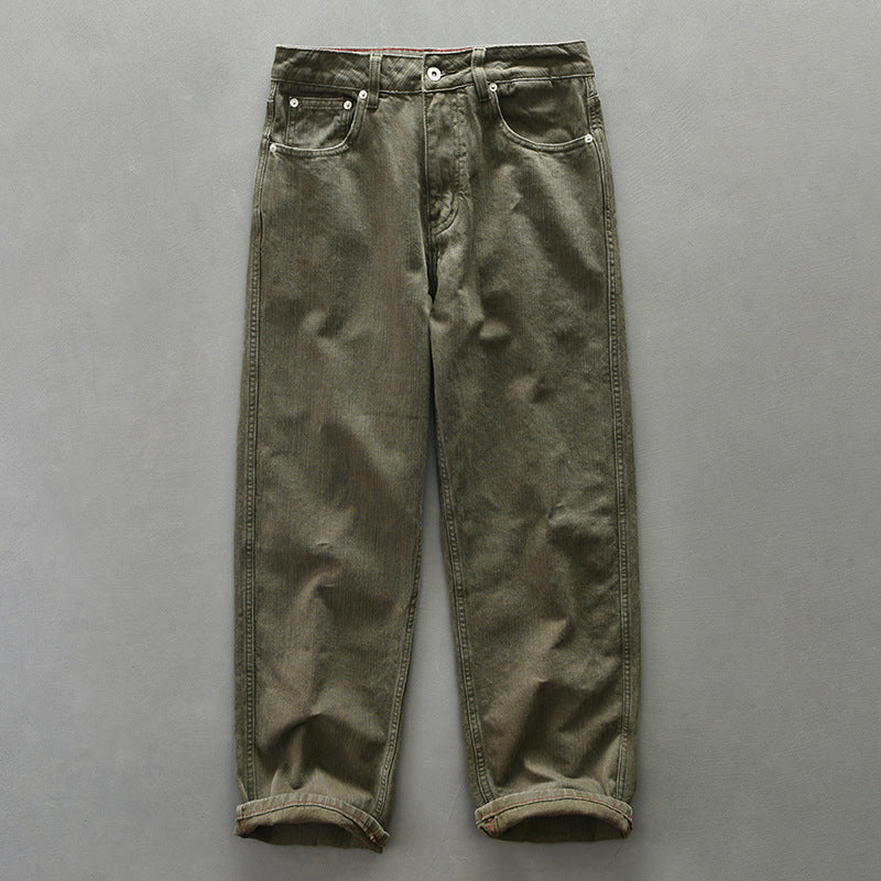 Lorenzo Vitali Jeans Vintage Edge Coupe Droite en Coton Premium Style Travail Retro Moderne