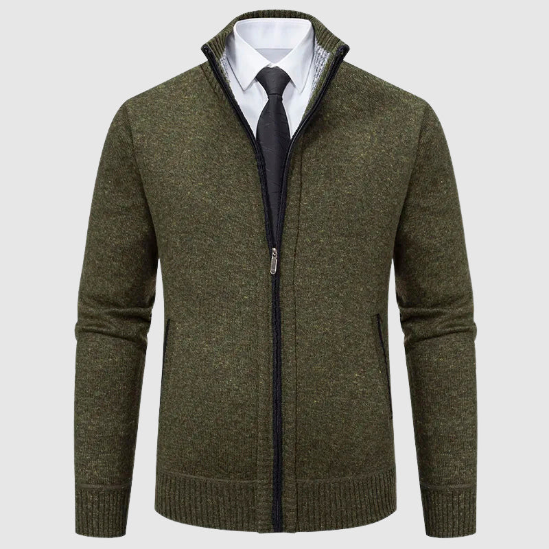 Cardigan Vintage Chaud Lorenzo Vitali Avec Zip Front Confortable En Maille Luxueuse
