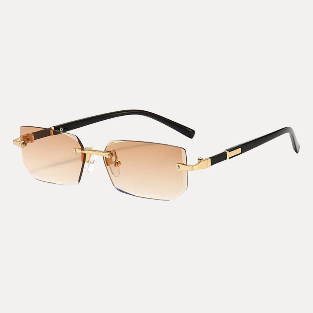 Lunettes Sans Monture Carrées Légères Avec Détails Métalliques Protection UV400 Réduction Reflets Plaquettes Nasales