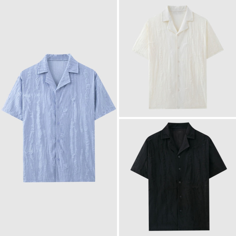 Chemise Raffinée Pioltello Par Lorenzo Vitali Avec Motif Texturé En Vague Et Coupe Décontractée Légère Pour Été