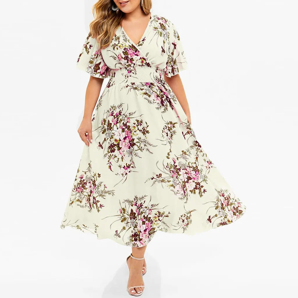 Großes, gemustertes Chiffonkleid Lucile