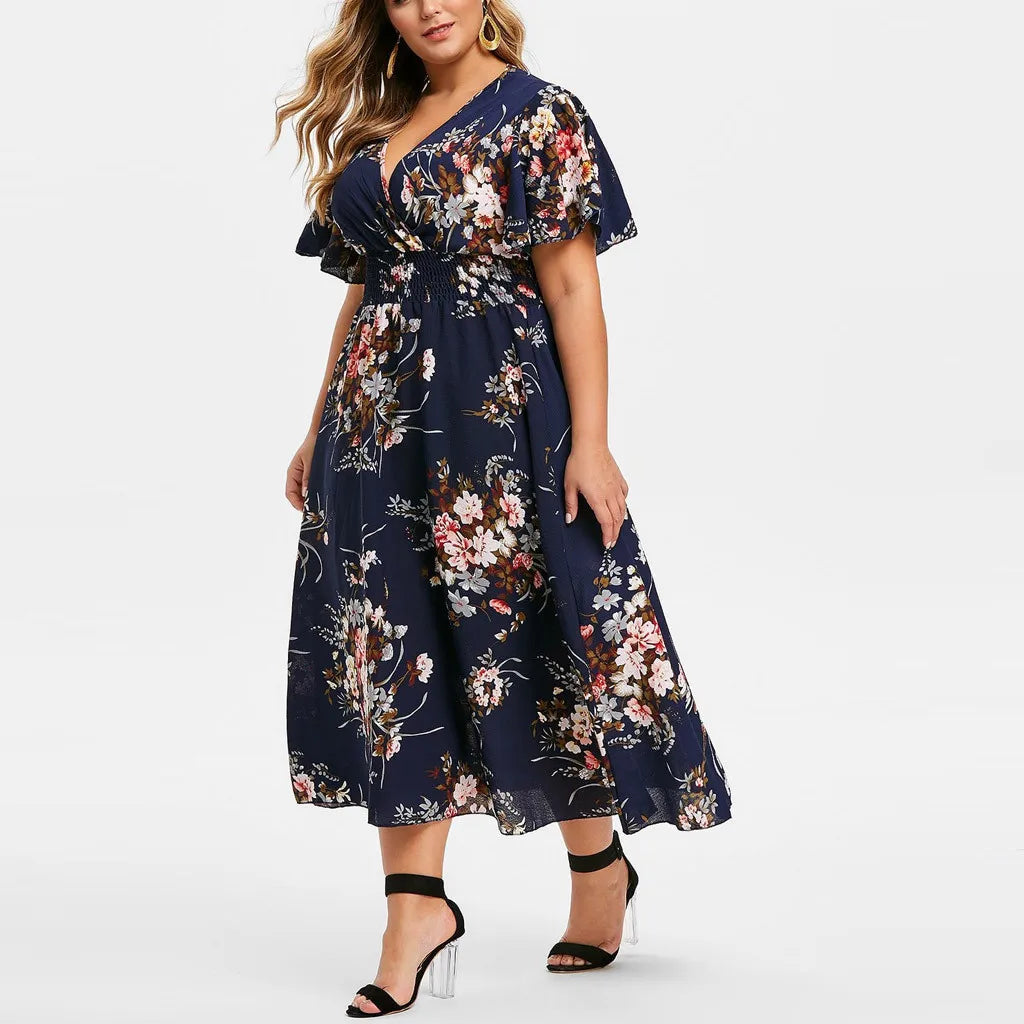 Großes, gemustertes Chiffonkleid Lucile