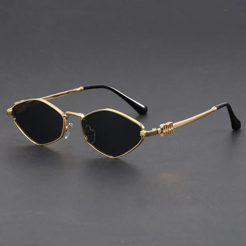 Luna Luxe Lunettes Microframe Oeil De Chat Or Doré Avec Verres Teints UV Protection Prolongée