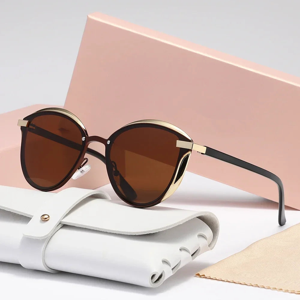 Lunaria Luxe Lunettes Cat Eye Avec Bords Dorés Métalliques Et Verres UV400 Pour Tous Les Jours