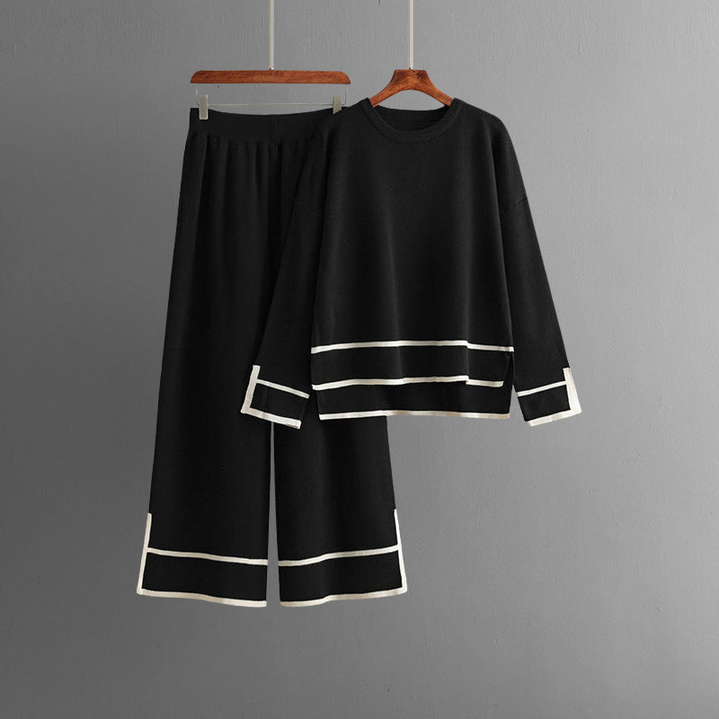 Duo Tricot Luxe Valentina Rossi Avec Pull Large Et Pantalon Ample Pour Look Décontracté Et Confortable