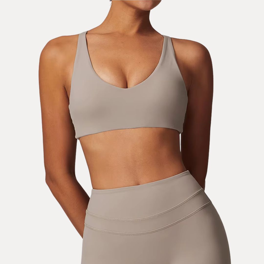 Lyra Soutien Gorge De Sport A Bretelles Croisees Pour Un Maintien Leger A Moyen Tissu Respirant Col En Scoop