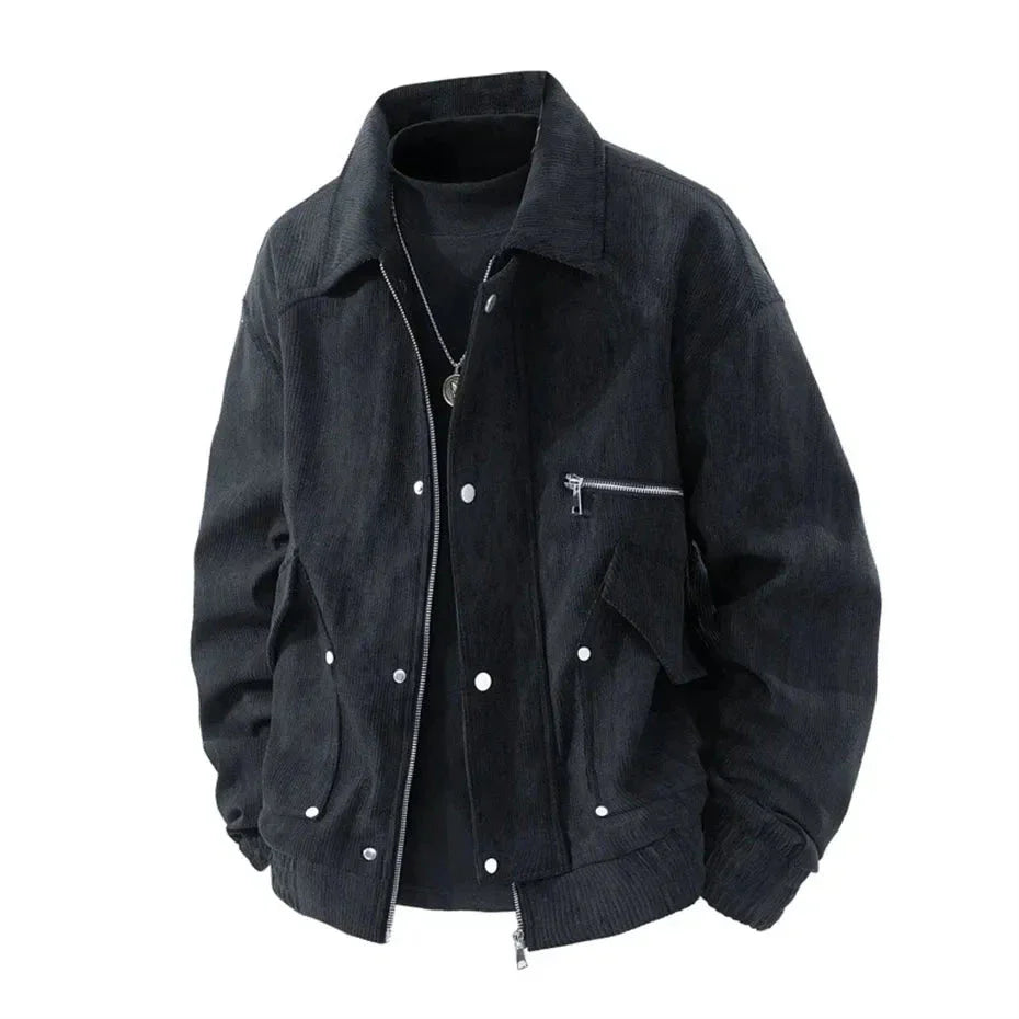 Veste En Velours Côtelé Madison Avec Zip Et Fermeture Double Pour Un Style Urbain Élégant