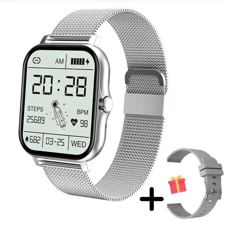 Montre Connectée Minimaliste Avec Bracelet Maille Dorée Pour Femme Et Homme Élégante Et Polyvalente