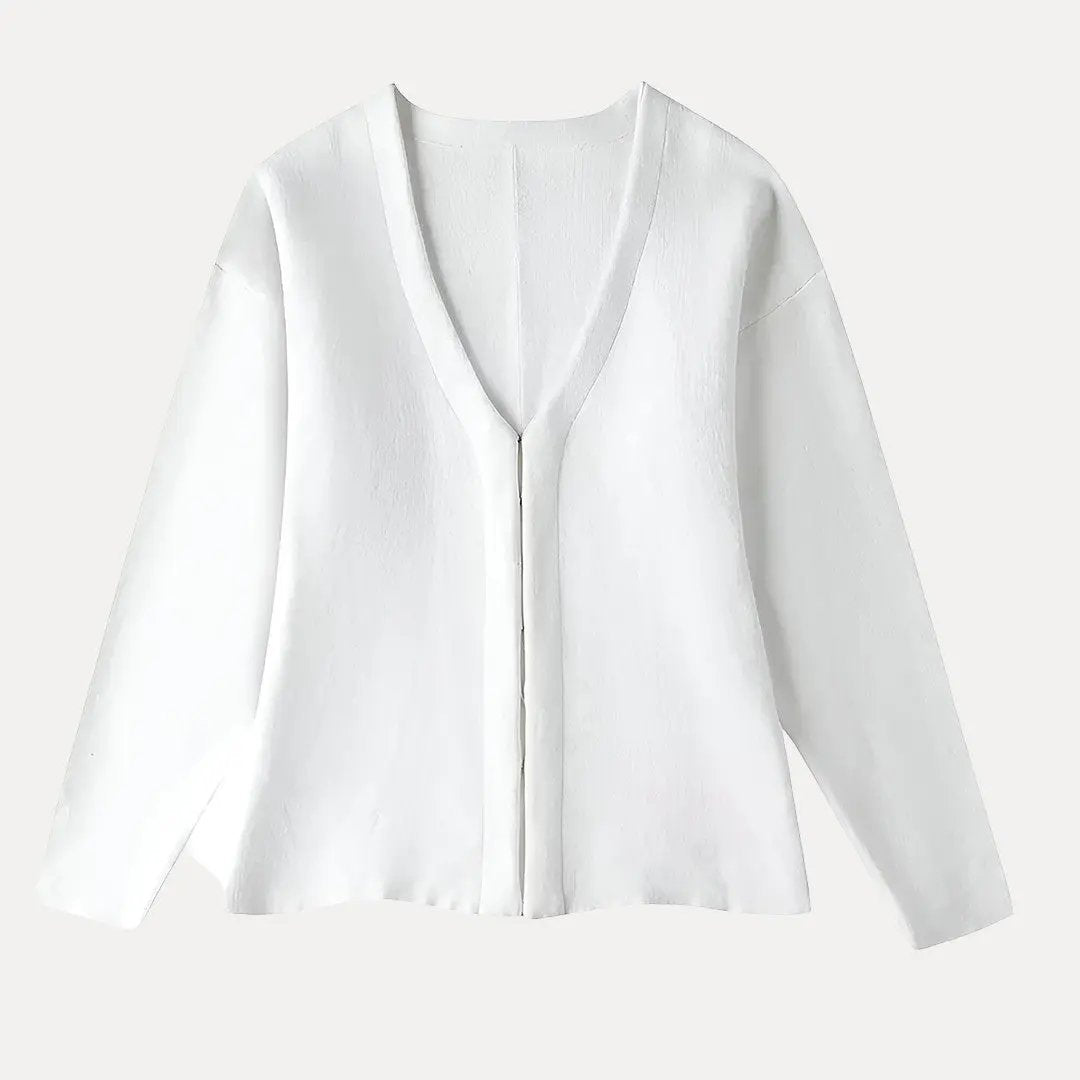 Cardigan Femme Encolure En V Avec Fermetures À Crochet Devant Doux Et Léger Tricot Confortable