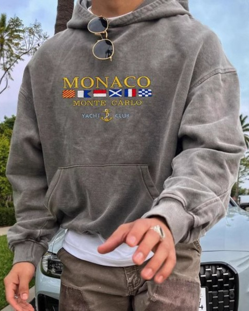 Sweat À Capuche Pour Homme Oversize En Tricot Doux Avec Graphique Nautique Brodé Amawinc