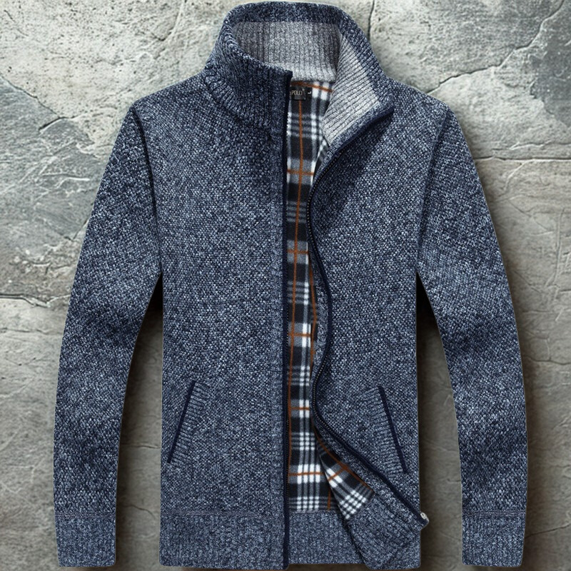 Gilet Cardigan Homme Décontracté En Tricot Texturé Avec Zip Devant Col Debout Bords Côtes Amawinc