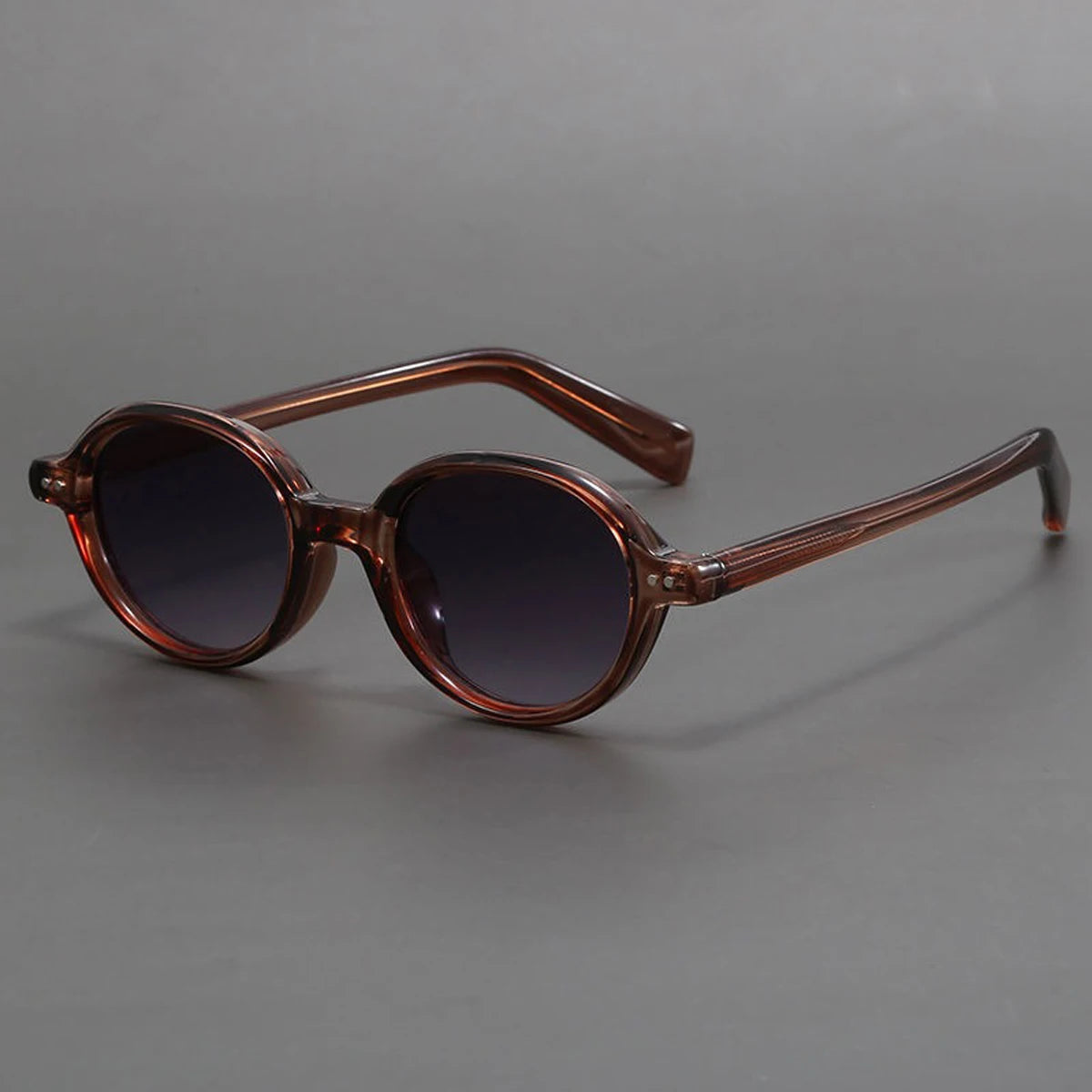 Marlo Lunettes De Soleil Ronde Rétro En Acétate Ambre Avec Verres Dégradés UV Protecteurs