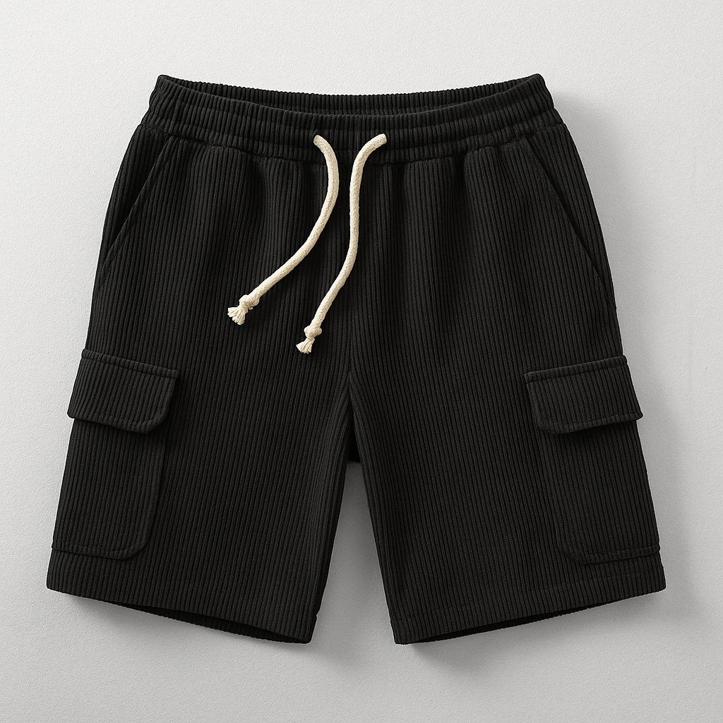 Shorts Velours Côtelé Maverick Avec Taille Élastique Et Cordon Poches Cargo Décontracté Et Stylé