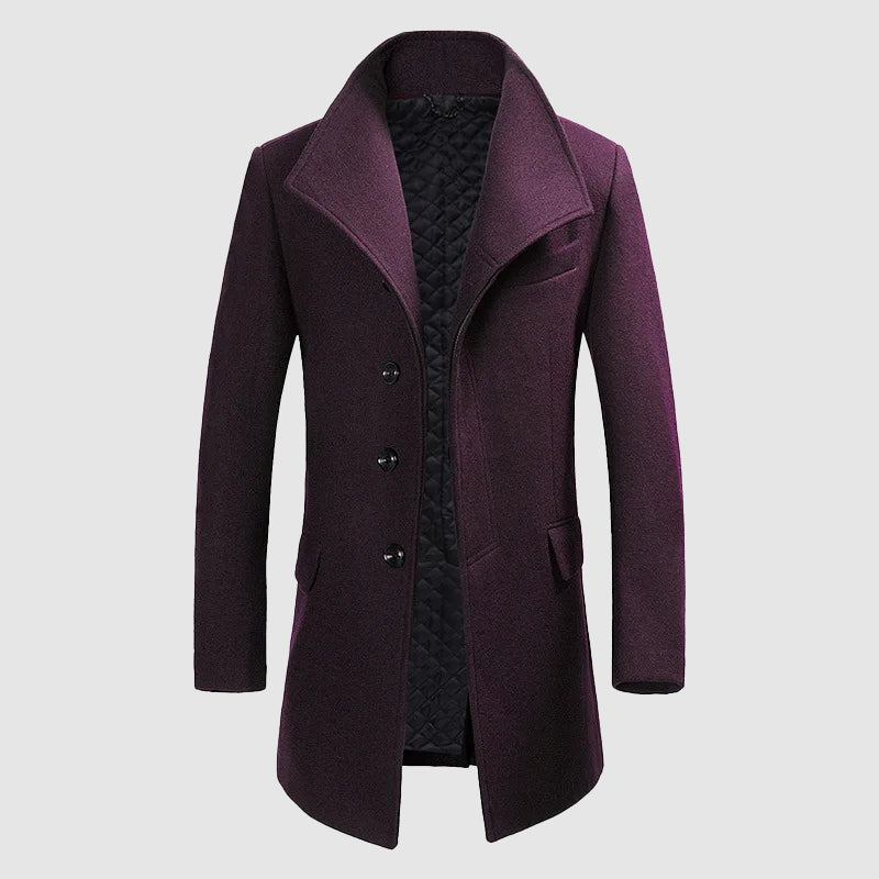 Manteau Pour Homme En Mélange Mérino Col Haut Coupe Ajustée Pour Tenues Formelles Et Semi Formelles
