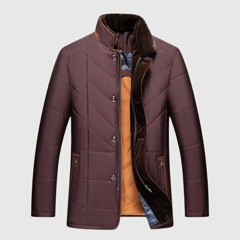 Manteau Hiver Matelassé Isolé Pour Homme Avec Col Debout Doublure En Fourrure Et Coupe Ajustée