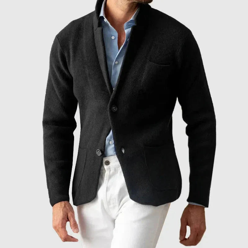 Blazer En Maille Décontracté Pour Homme Bleu Marine Avec Fermeture À Deux Boutons Waylynn