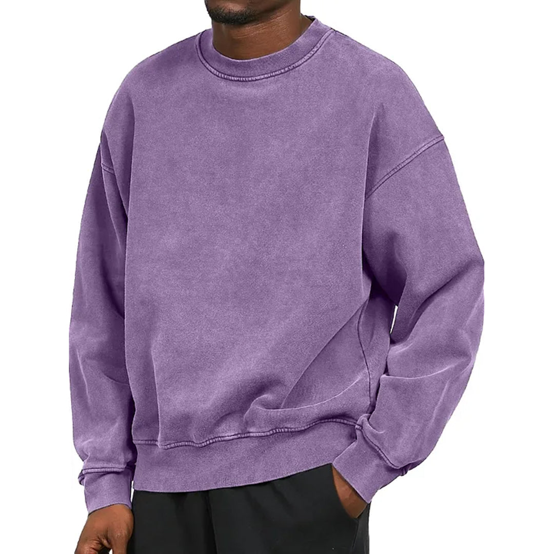 Nordisk Flair Sweatshirt Homme Coupe Ample Mélange Coton Épaules Tombantes Bord Côtelé Décontracté