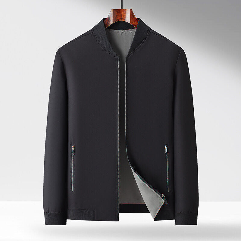 Veste Bomber Réversible Deux-Tons Pour Homme Avec Poches Zippées Et Bordures Côtées Contrastantes
