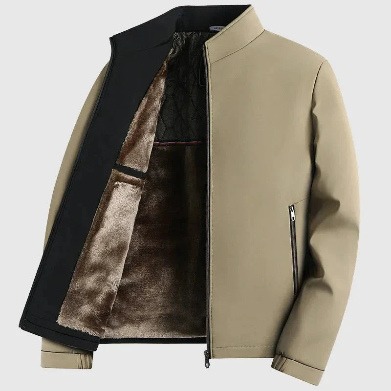 Veste Homme Thermique Doublure Polaire Avec Fourrure Fausse Col Montant Résistante Au Vent Et Eau Zip Complet