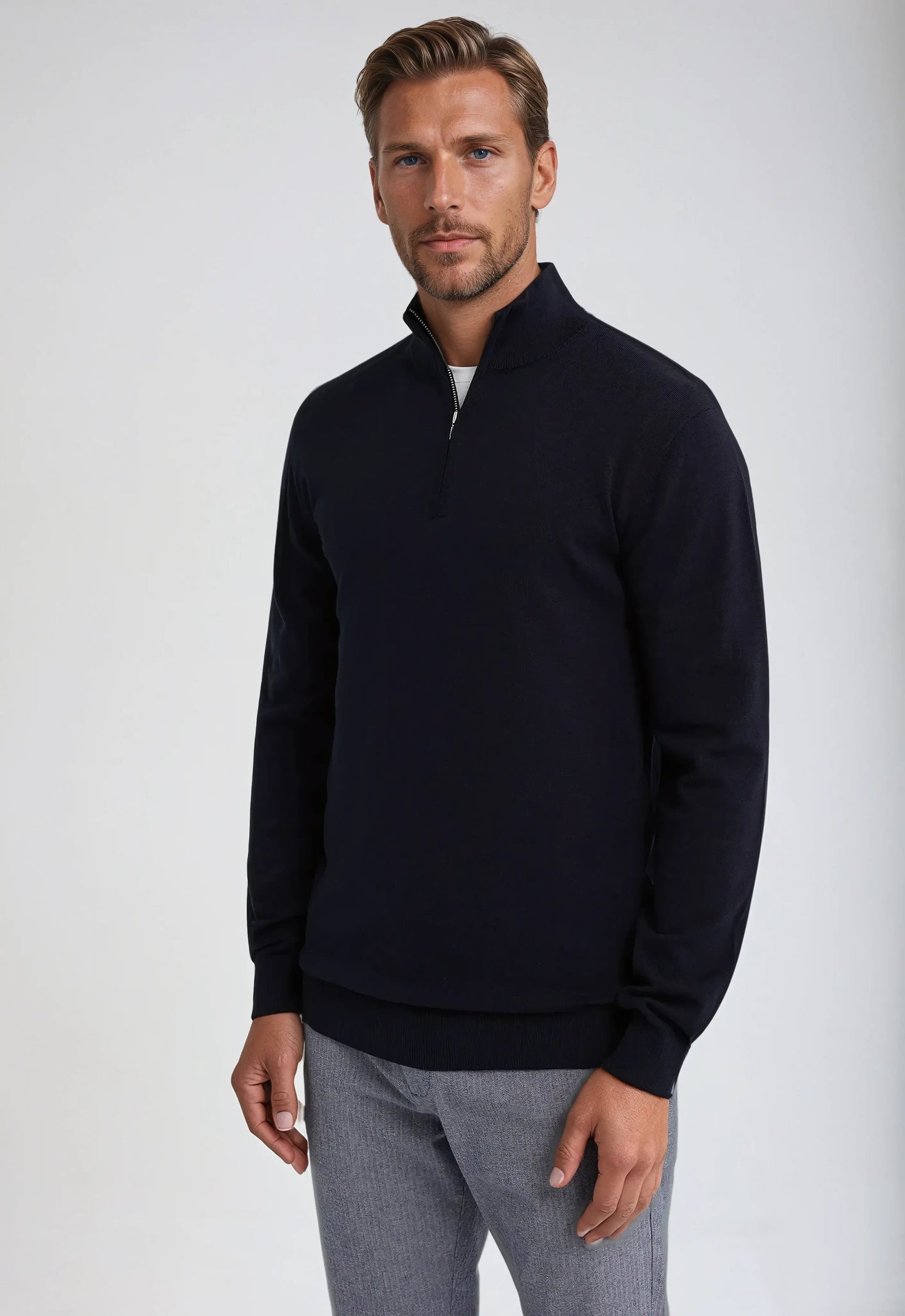 Gavin Pull Tricot Homme Hiver Classique À Zip Demi Amawinc Chaud Et Sophistiqué Pour Travail