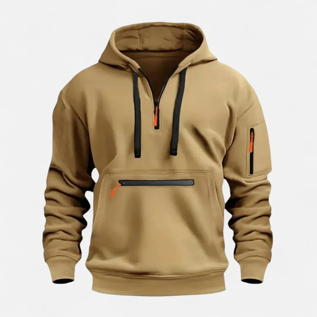 Hoodie En Maille Pour Homme Avec Fermeture Éclair Et Poche Avant Pour Un Style Décontracté Et Raffiné Au Quotidien
