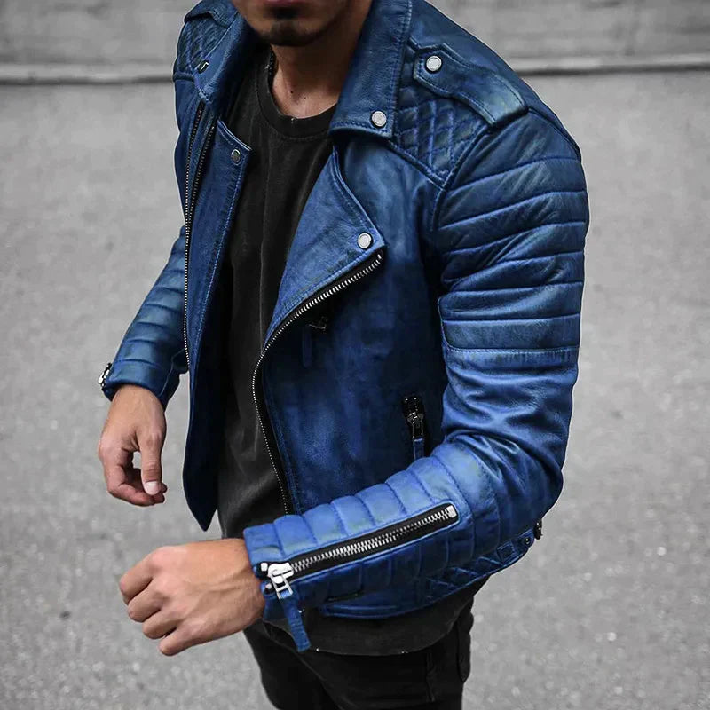 Amawinc Veste Moto Zip Homme Marron Cuir Style Biker Avec Coupe Structurée Tendance Prêt À Porter