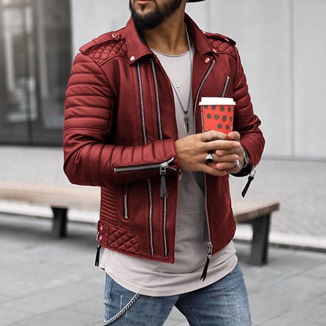 Veste Motard Homme Zip Julian Amawinc Style Cuir Moderne Épaules Matelassées Pour Homme Résistante et Urbaine