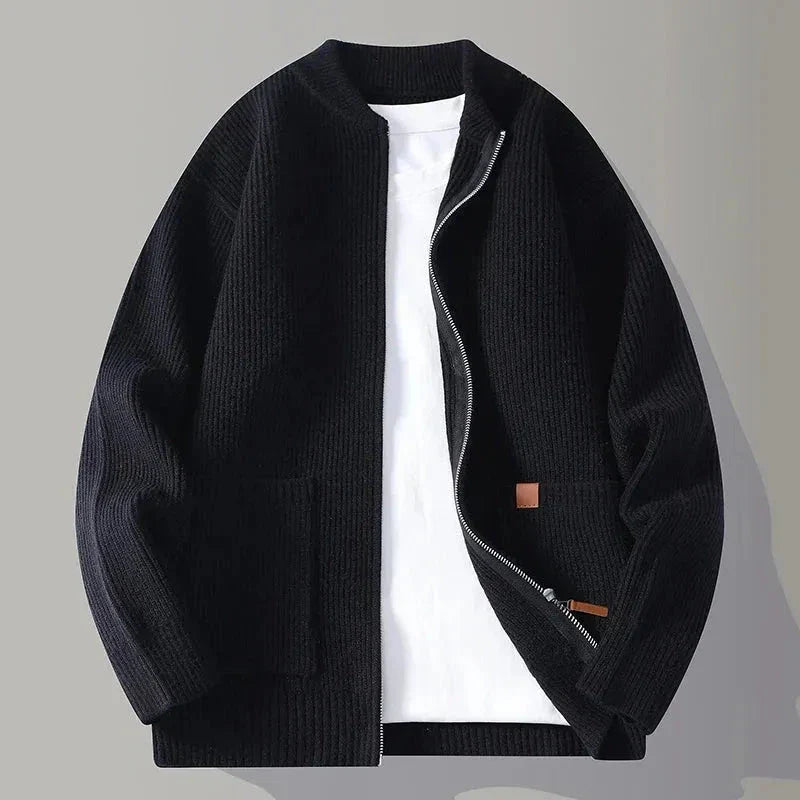 Cardigan Homme En Maille Légère À Fermeture Éclair Complète Avec Poches Frontales Waylynn