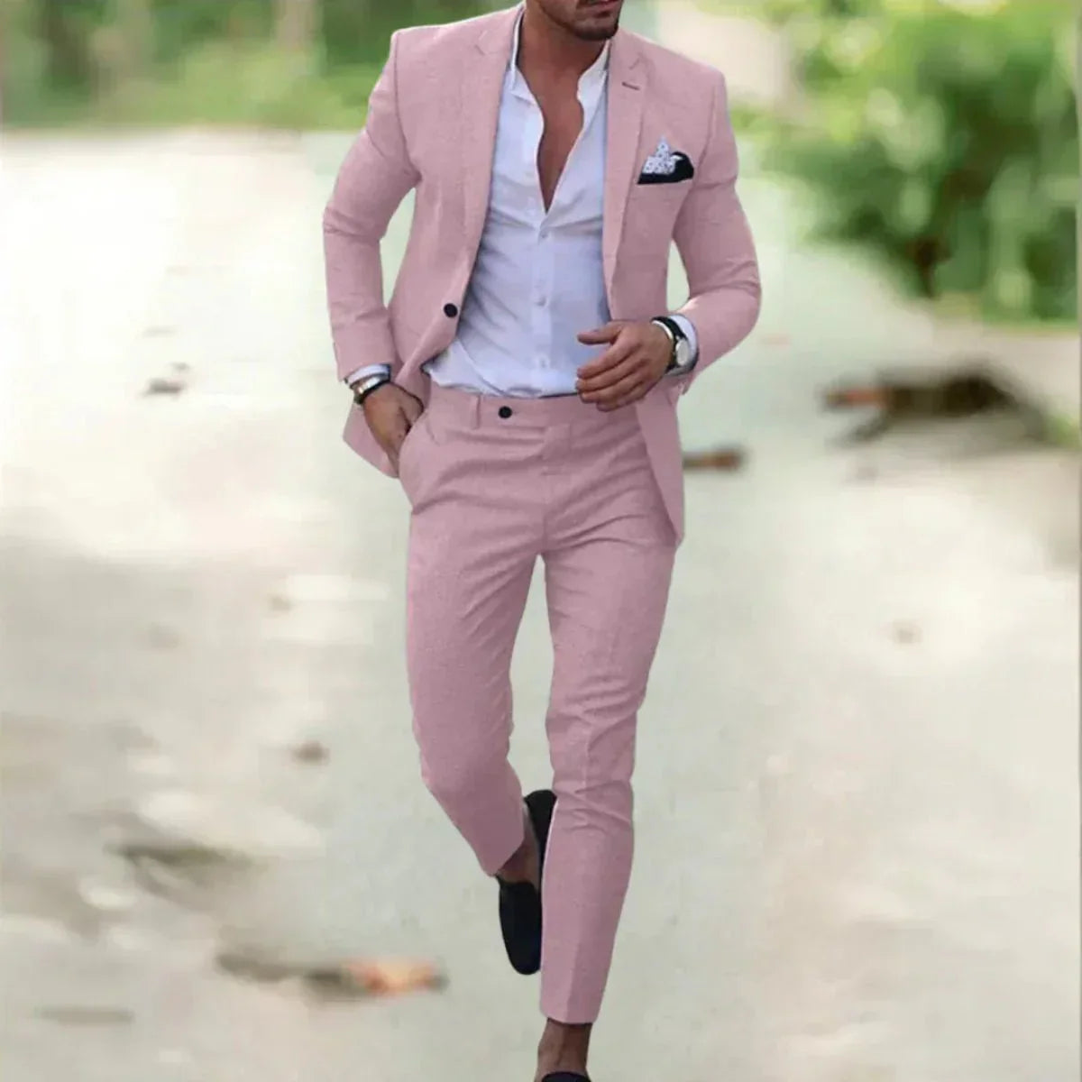 Costume Homme Deux Pièces Slim Fit Bleu Marine Amawinc Pour Réunions Et Événements